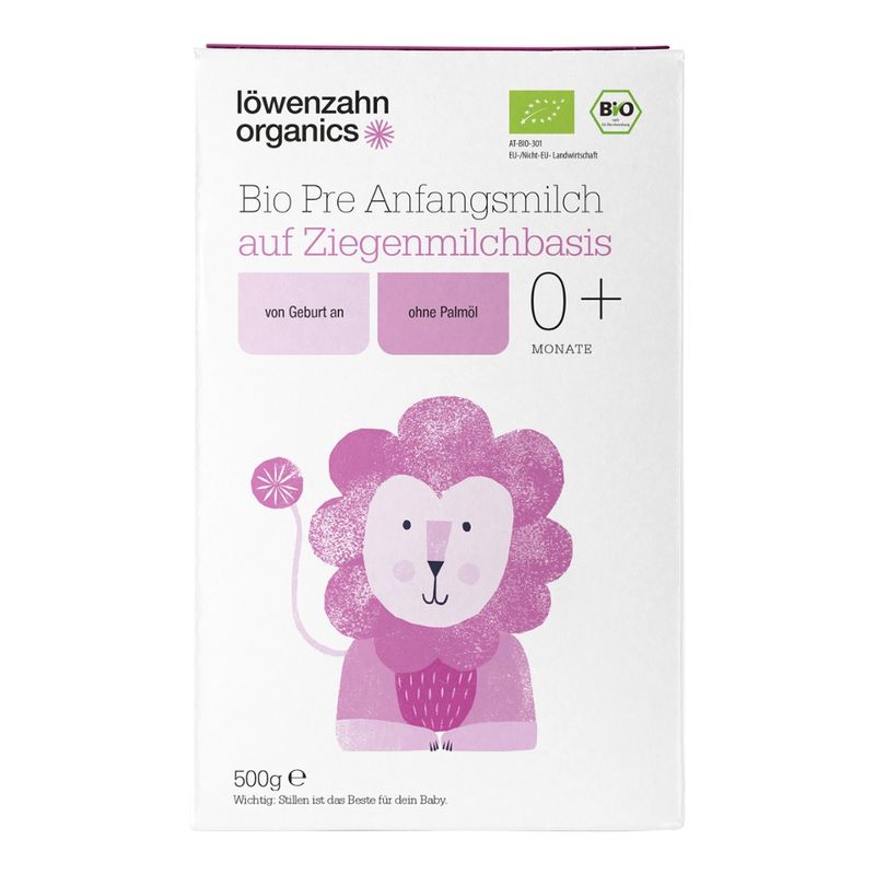 Löwenzahn Organics  Löwenzahn Organics Bio Pre Anfangsmilch 0+ auf Ziegenmilchbasis 500 g - Produktbild