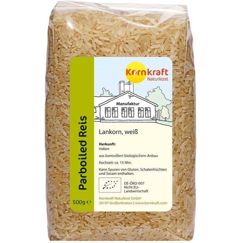 Kornkraft Parboiled Reis, lang, weiß - Produktbild