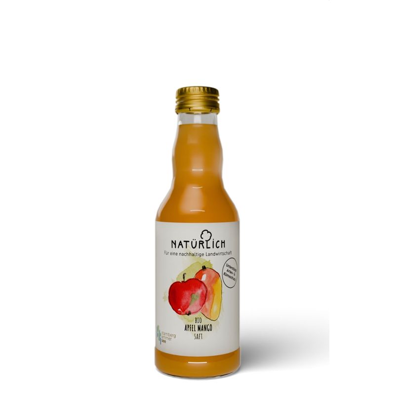 Natürlich Apfel Mango Saft - Direktsaft aus Äpfel aus eigenem Anbau am Ammersee mit Mangopüree aus Indien verfeinert - Produktbild