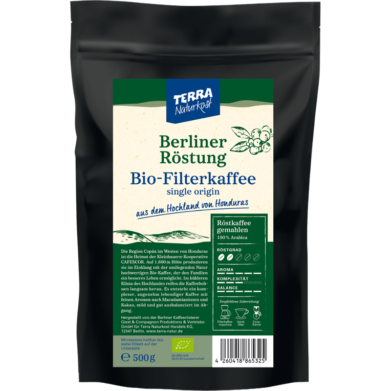 Terra Naturkost Handels KG Berliner Röstung Bio Filterkaffee, gemahlen  500g - Produktbild