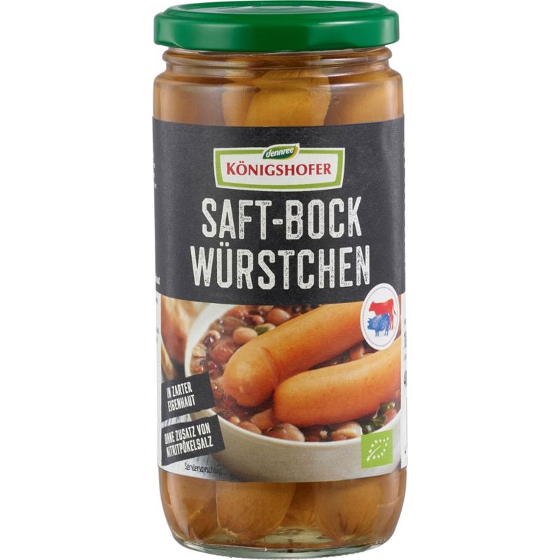 Königshofer Saftbockwürstchen in zarter Eigenhaut, geräuchert, ohne Zusatz von Nitritpökelsalz - Produktbild