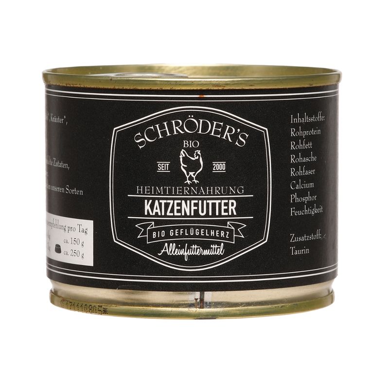 Schröder's Bio Fleisch- und Wurstwaren Katzenfutter Geflügelherz 200 g - Produktbild