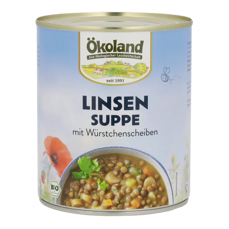 ÖKOLAND Linsensuppe mit Würstchenscheiben - Produktbild