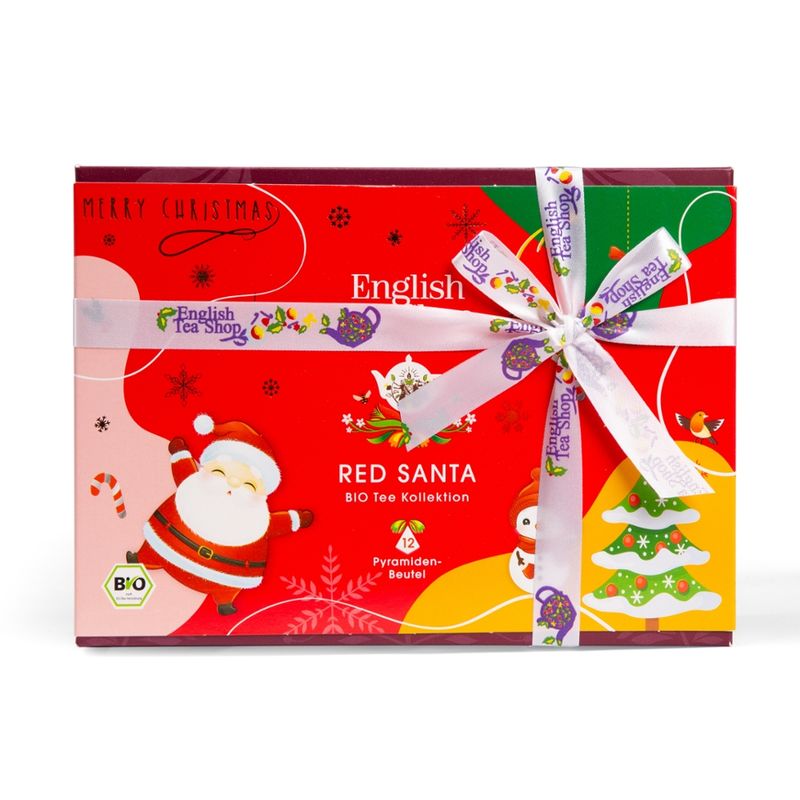 English Tea Shop ETS - Teegeschenk mit Schleife "Red Santa Christmas", BIO, 12 Pyramiden-Beutel - Produktbild