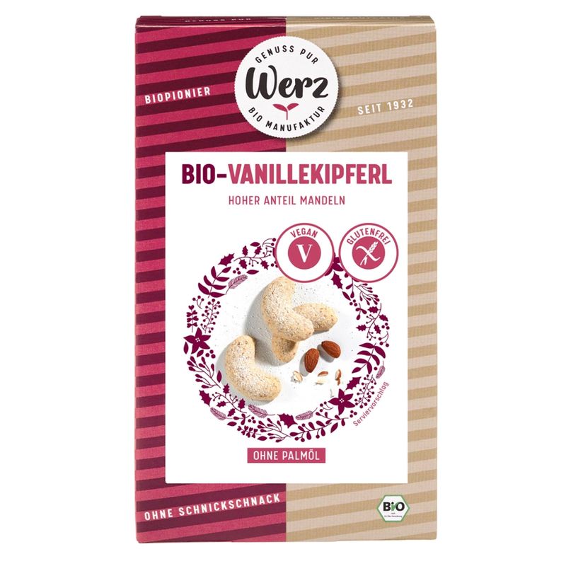 Naturkornmühle Werz Vanille Kipferl, glutenfrei, bio, vegan, ohne Palmfett - Produktbild