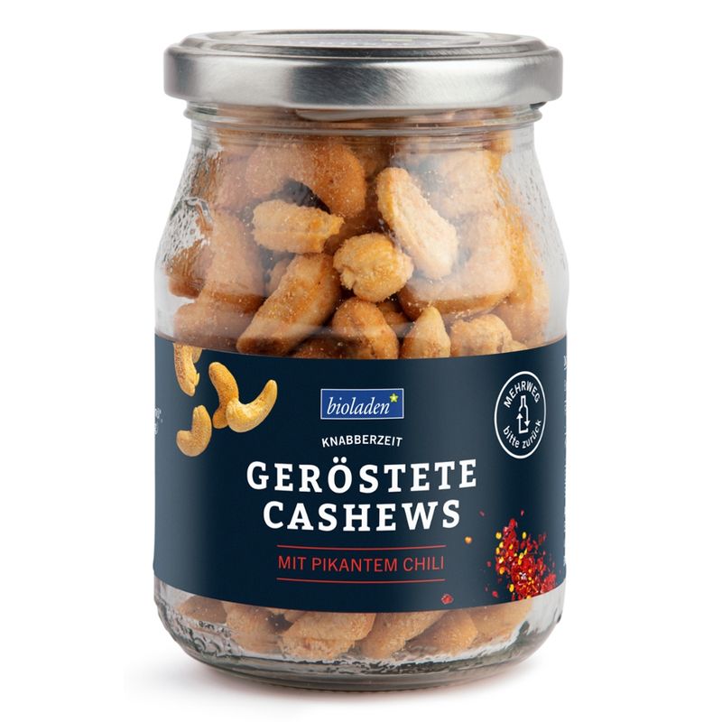 bioladen Geröstete Cashews mit Chili im Pfandglas - Produktbild