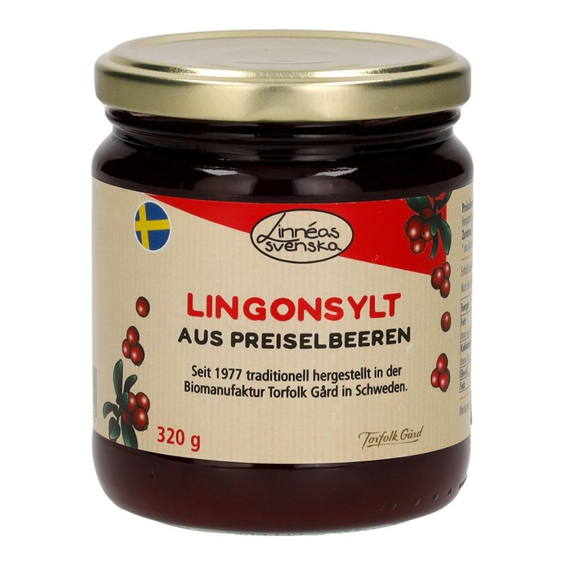 Linnéas Svenska Lingonsylt, Fruchtaufstrich aus Preiselbeeren, kbA - Produktbild