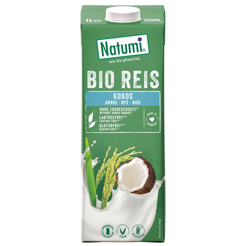 Natumi Getränk aus Reis mit Kokos, aus biologischer Landwirtschaft, ultrahocherhitzt. - Produktbild