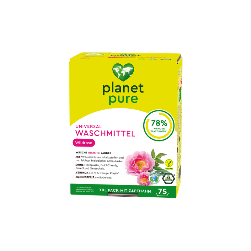 Planet Pure Universal Waschmittel Wildrose BiB 75 Wl 3L - Produktbild