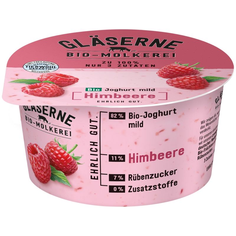 Gläserne Molkerei GM Bio Joghurt Himbeere 150g - Produktbild