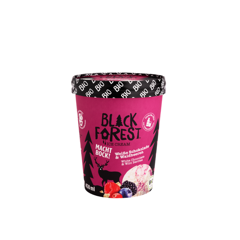 BLACK FOREST ICE CREAM  BLACK FOREST ICE CREAM Bio Weiße Schokolade & Waldbeeren 450ml Becher - Produktbild
