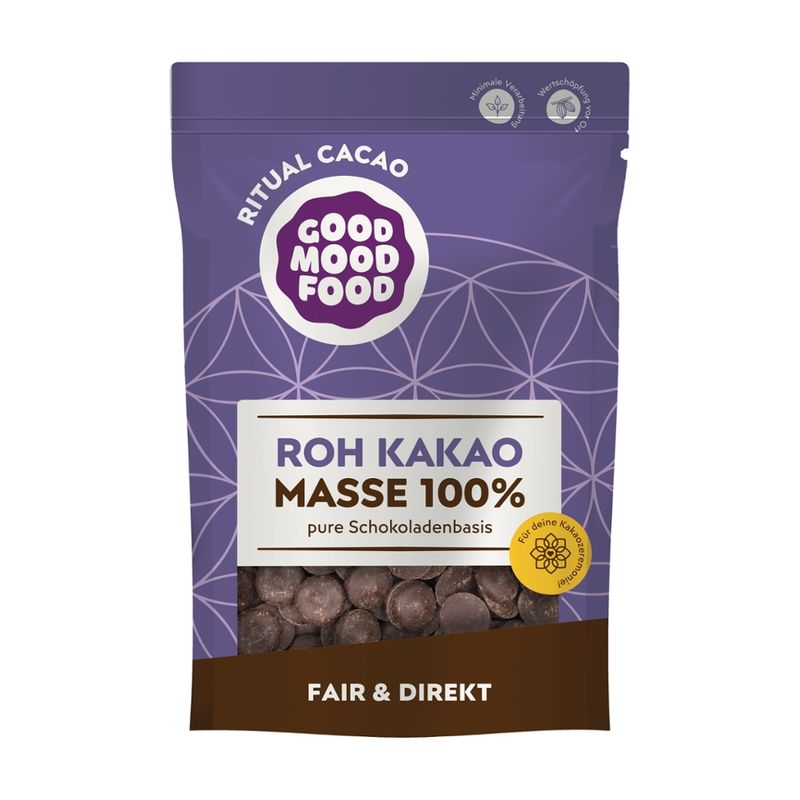 goodmoodfood Roh Kakao Masse 100g, bio, naturbelassener Ritual Kakao - Produktbild