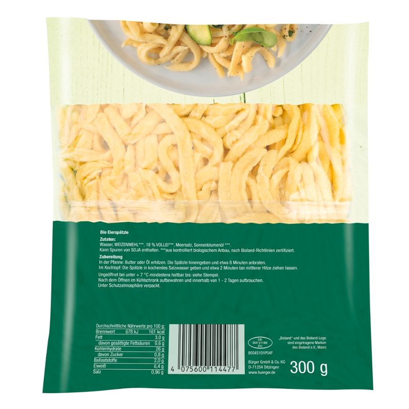BÜRGER  Bio-Spätzle Karton 5 Beutel à 300 g - Produktbild