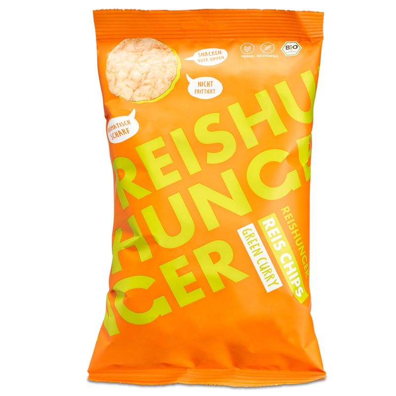 Reishunger Bio Reis Chips Green Curry, Kontrollnummer HR-EKO-04 (50g) - Produktbild