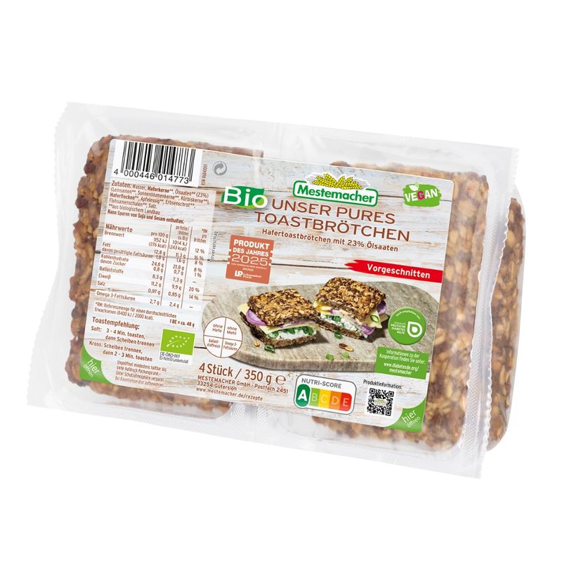 Mestemacher GmbH Mestemacher BIO Unser Pures Toastbrötchen - Produktbild