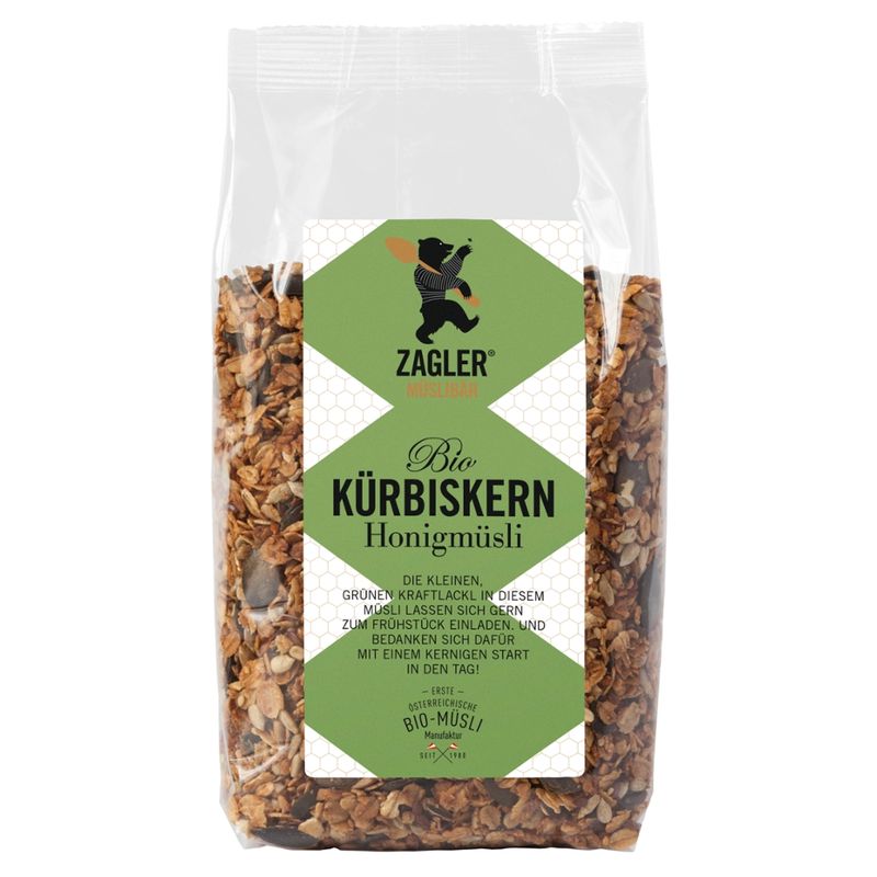 ZAGLER MÜSLIBÄR ZAGLER Bio-Kürbiskern-Honigmüsli 500g, knusprig gebaken - Produktbild