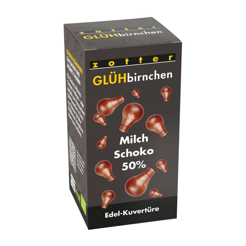 Zotter Schokolade Glühbirnchen - Milchschoko 50% - Produktbild