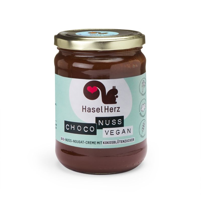 HaselHerz Choco Nuss vegan 550g  glutenfrei gesüsst mit Kokosblütenzucker - Produktbild