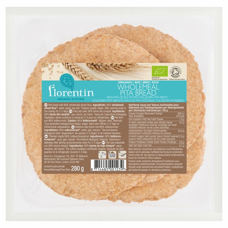 Florentin Pita Brot Vollkorn, 4 Stück - Produktbild