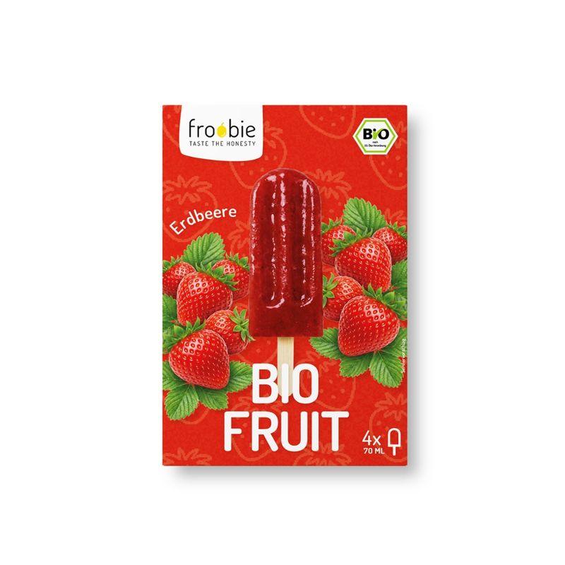 froobie froobie - Bio Stieleis BIO FRUIT Erdbeere 4x70ml - Produktbild