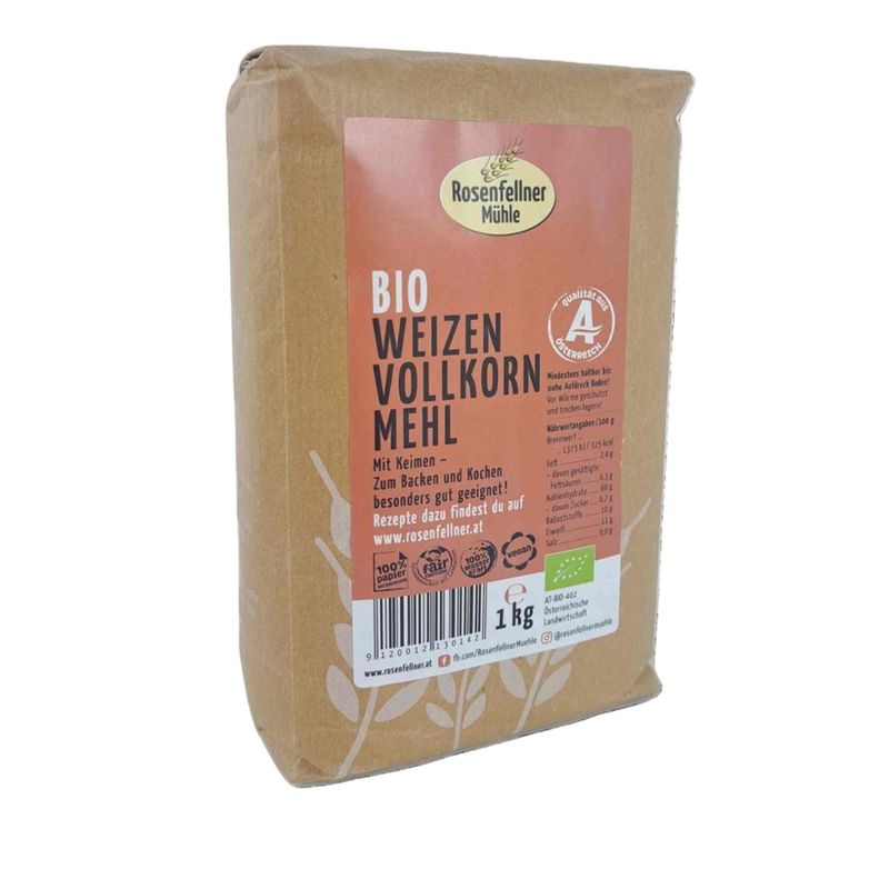 Rosenfellner Mühle & Naturkost Bio Weizenvollkornmehl 1kg - Produktbild