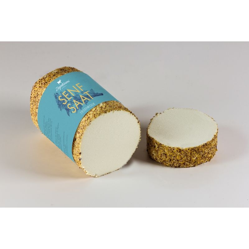 Ziegenkäserei Würnsreuth Würzige Bio-Ziegenfrischkäse-Rolle mit Senfschrot-Mantel - Produktbild
