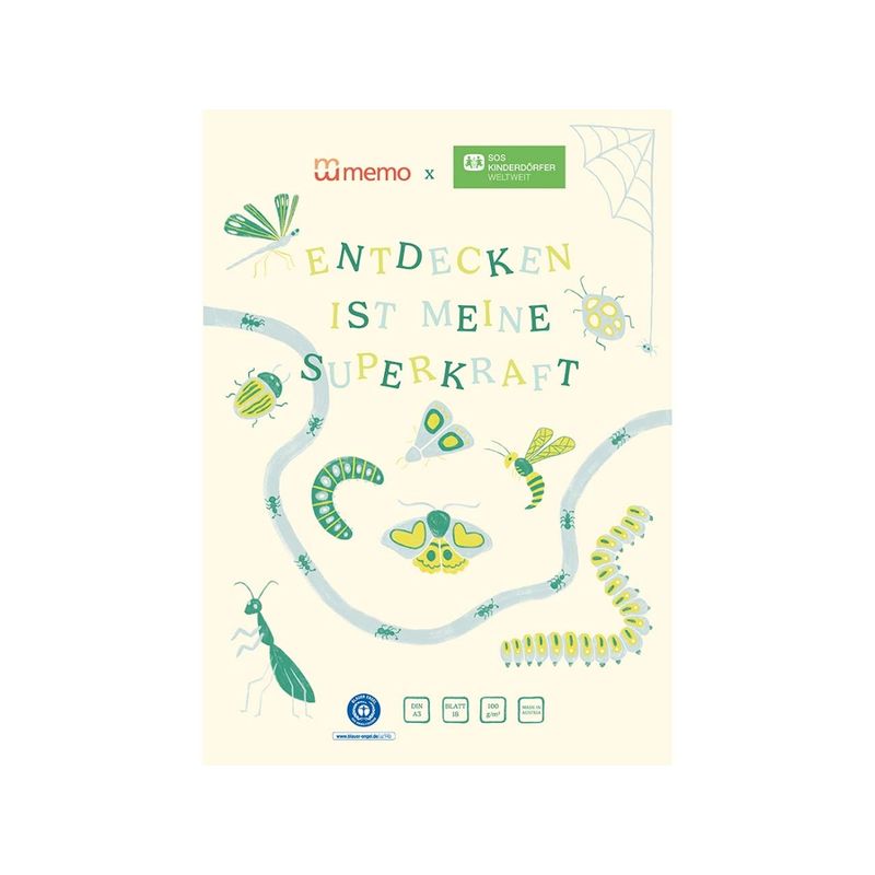 memo memo x SOS-Kinderdörfer weltweit Zeichenblock DIN A3, 18 Blatt - Produktbild