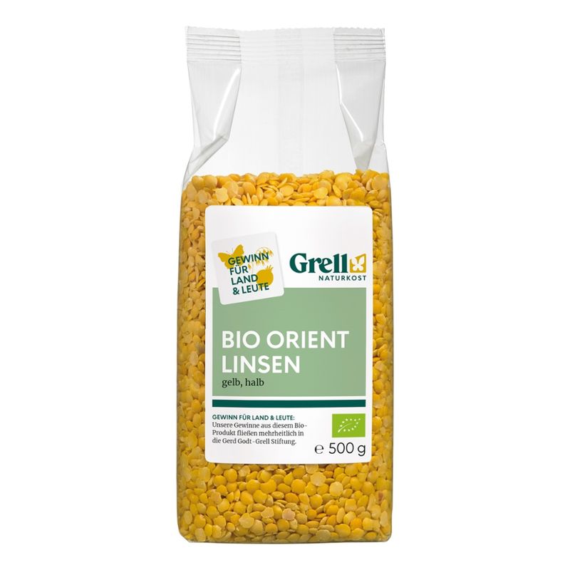 Grell Naturkost Orient Linsen gelb, halb - Produktbild