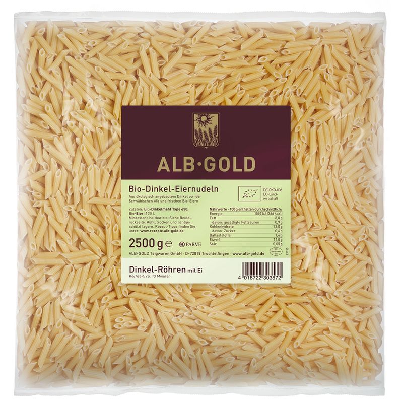 ALB-GOLD AG Bio Dinkel-Röhren ohne Ei 4 x 2,5 kg - Produktbild