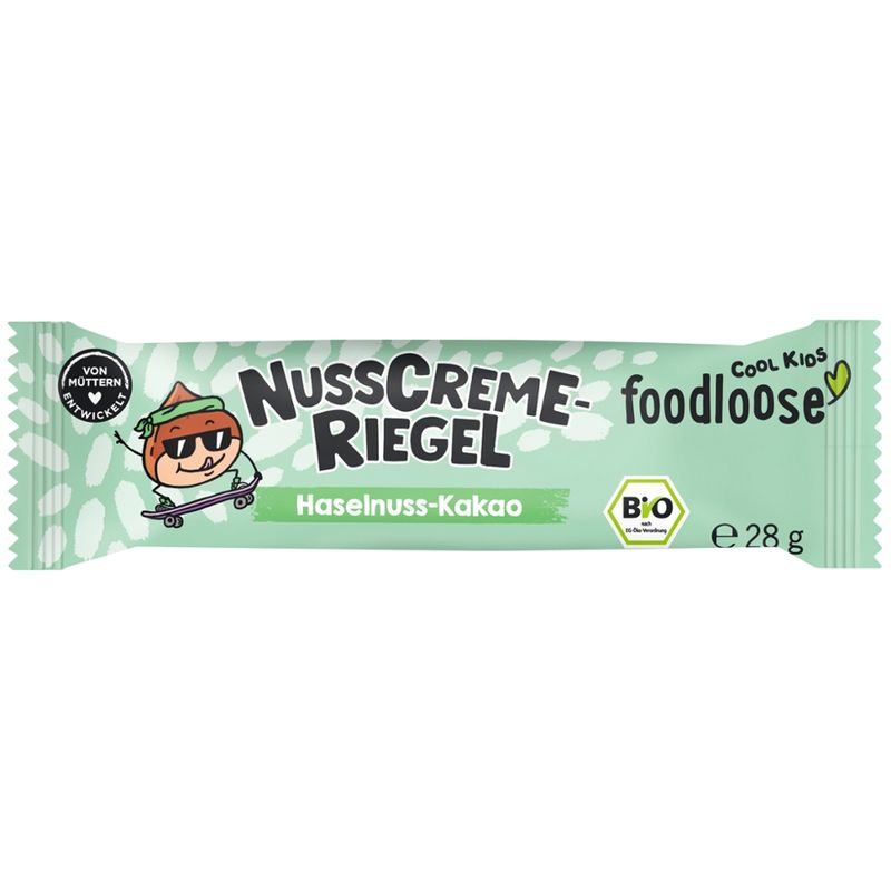 foodloose COOL KIDS foodloose COOL KIDS Bio-Nusscreme-Riegel Haselnuss-Kakao 28g - Produktbild