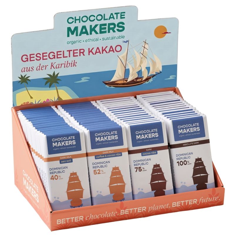Chocolatemakers Tres Hombres Aufsteller 60 Tafeln - Produktbild