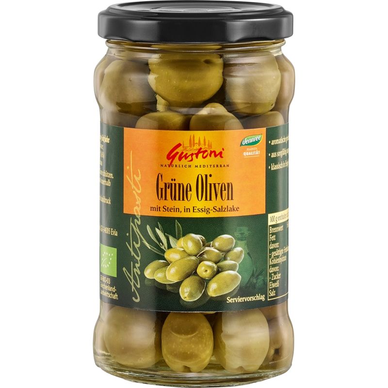 Gustoni Grüne Oliven mit Stein, in Essig-Salzlake - Produktbild