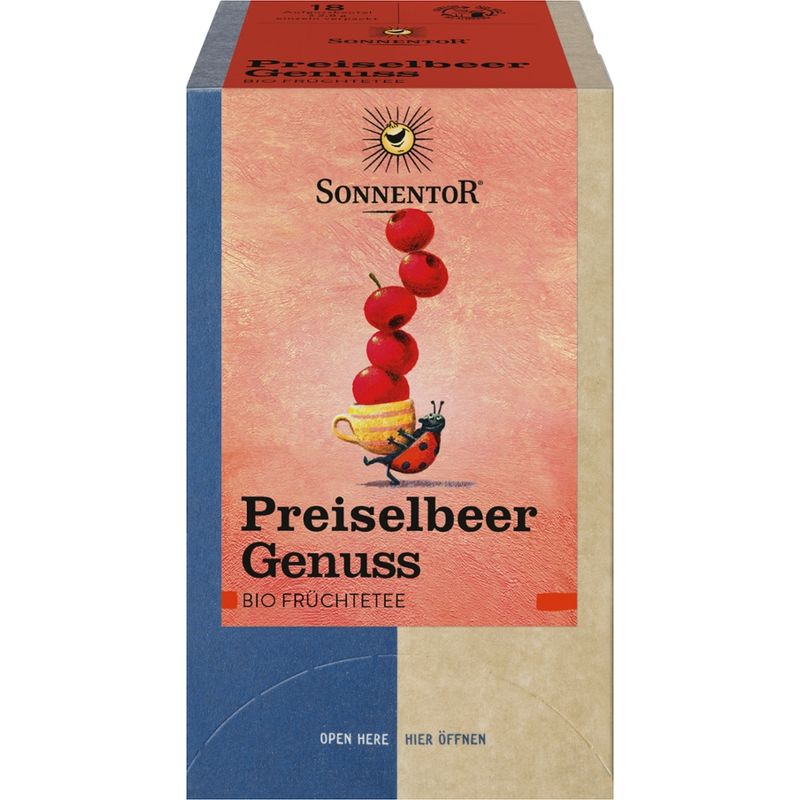Sonnentor Preiselbeer Genuss Früchtetee, Doppelkammerbeutel - Produktbild