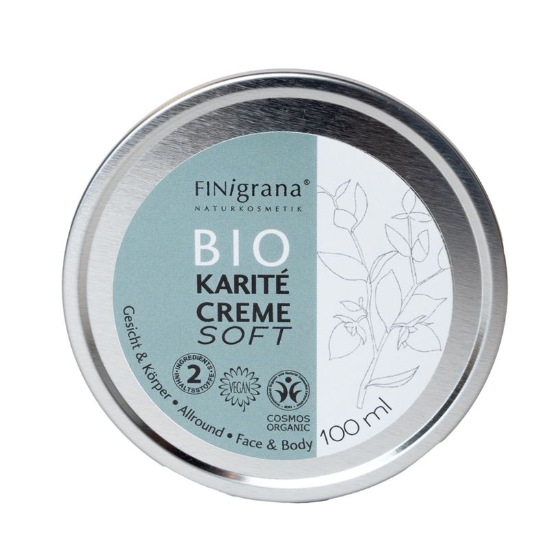 FINigrana® Naturkosmetik FINigrana® BIO KARITÉ-CREME SOFT (Gesichtspflege / Face Cream / Créme pour le Visage) in Weißblechdose, 100ml mit Umkarton - Produktbild