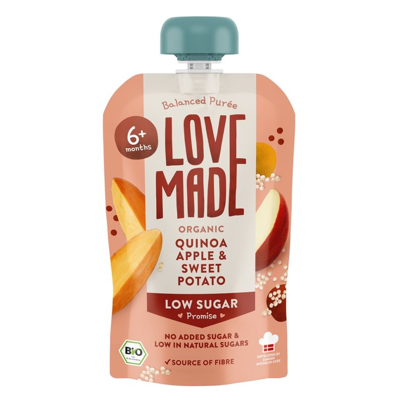 LoveMade Organics Bio Zwischenmahlzeit mit Apfel, Süßkartoffel und Quinoa, ab 6 Monaten - Produktbild