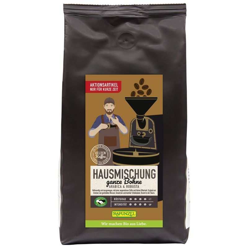 Rapunzel Heldenkaffee Hausmischung, ganze Bohne HIH - Produktbild