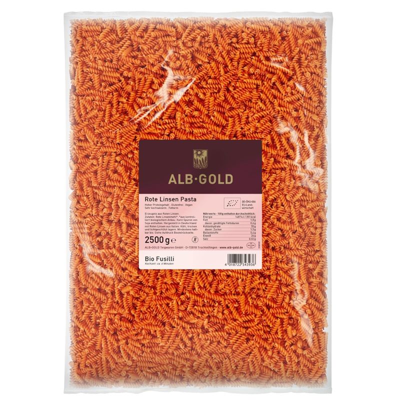 ALB-GOLD ALB-GOLD Bio Rote Linsen Fusilli 4x2,5kg - Produktbild