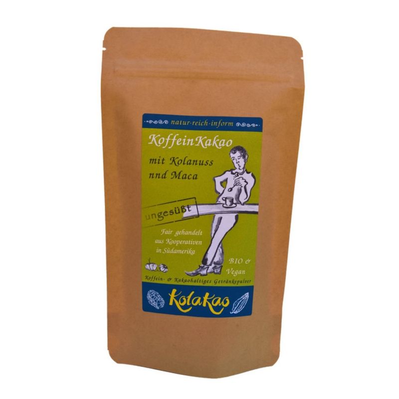 KolaKao KolaKao mit Maca, ungesüßt - der Koffein-Kakao mit Kolanuss und mobilisierender Macaknolle. Ein Getränkepulver mit edlem Kakao und koffeinhaltiger Kolanuss, ohne Zuckerzugabe. Bio & Vegan. - Produktbild