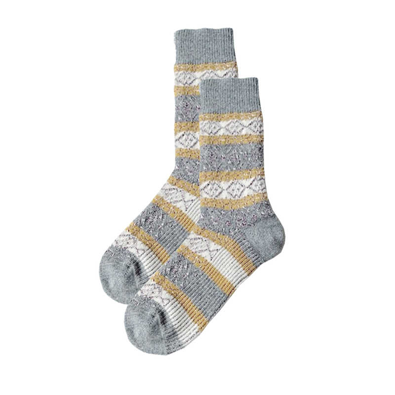 LIVING CRAFTS 1401 Hyggesocke grey/yellow 37-39 - Produktbild