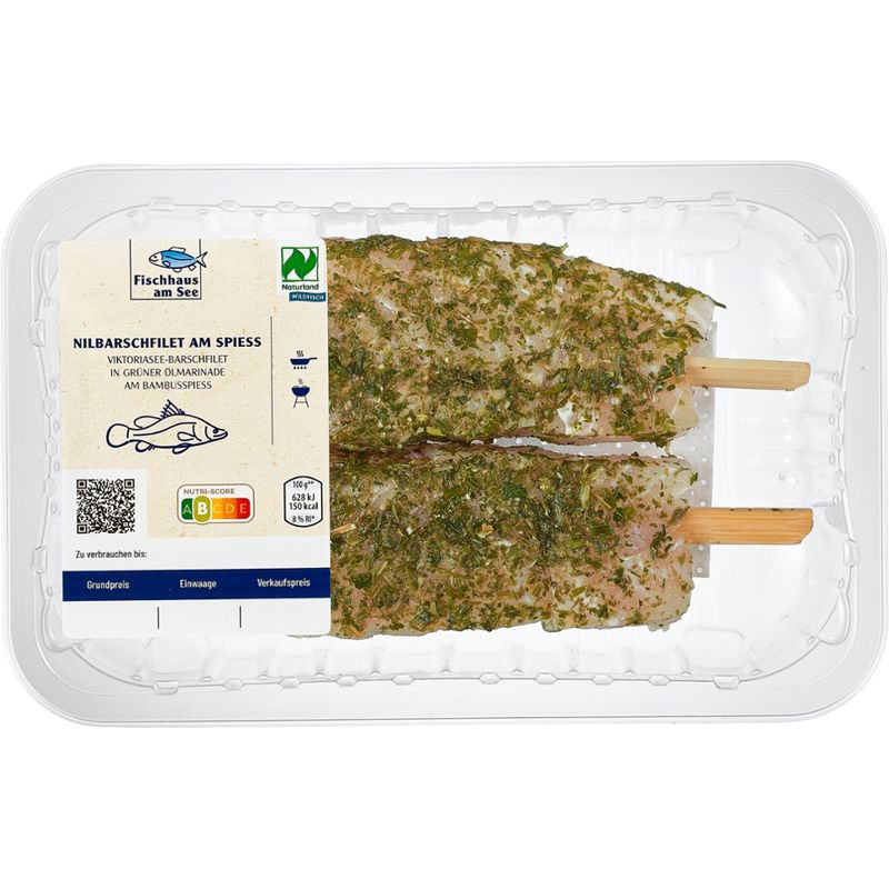 Fischhaus am See Victoriabarschfiletspiess mariniert grün - Produktbild