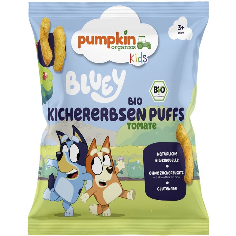 Pumpkin Organics Bluey Bio Kichererbsen Puffs Tomate - Produktbild
