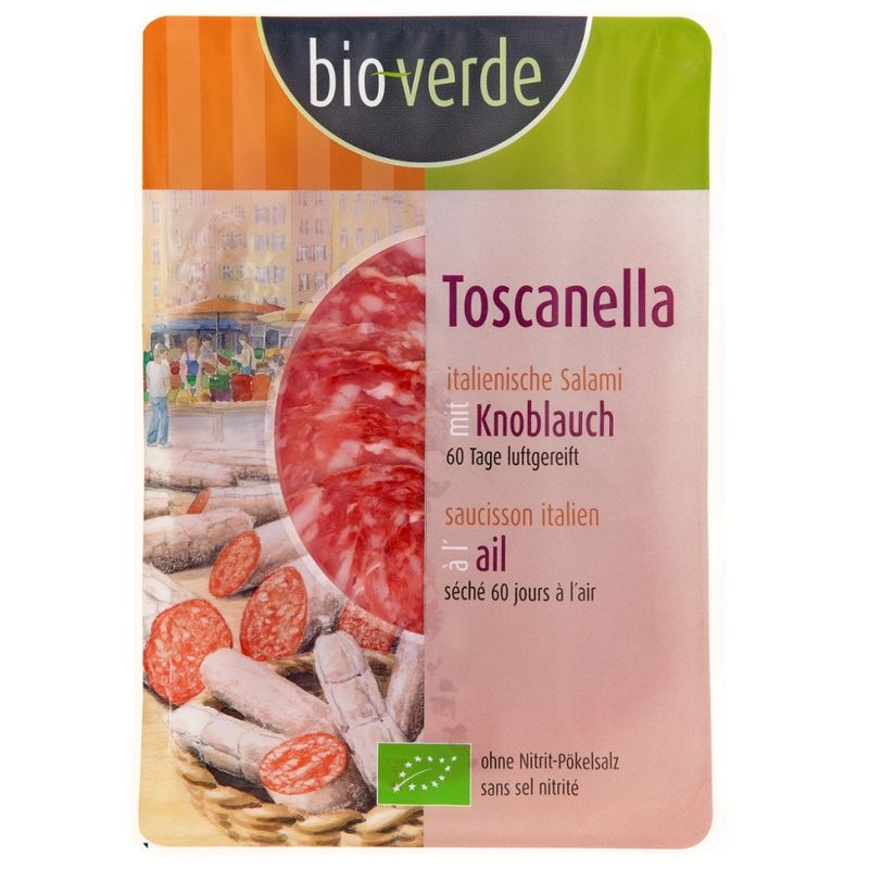 bio-verde Toscanella Salami Aufschnitt aus Italien, grober Wurstteig, vom Schwein 80 g - Produktbild