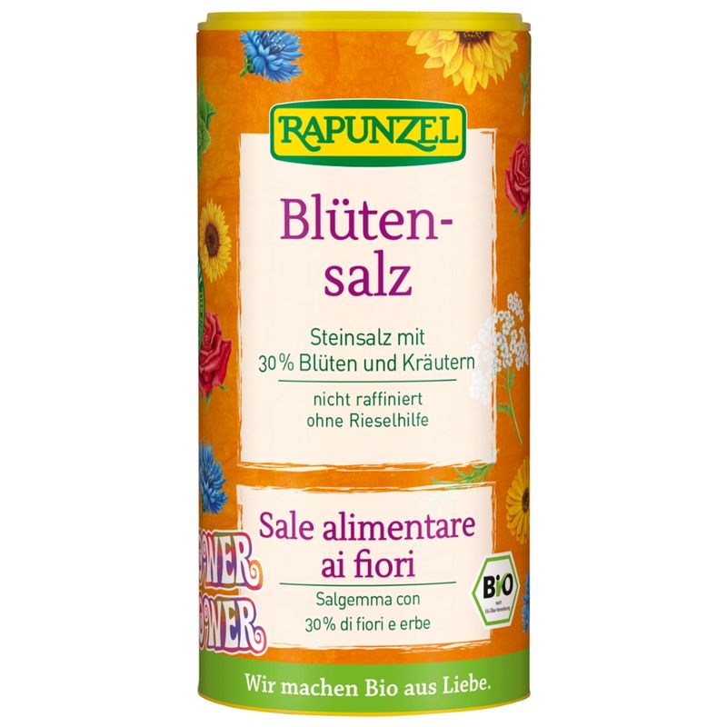 Rapunzel Blütensalz 'Flower Power', Steinsalz mit 30% Blüten und Kräutern - Produktbild