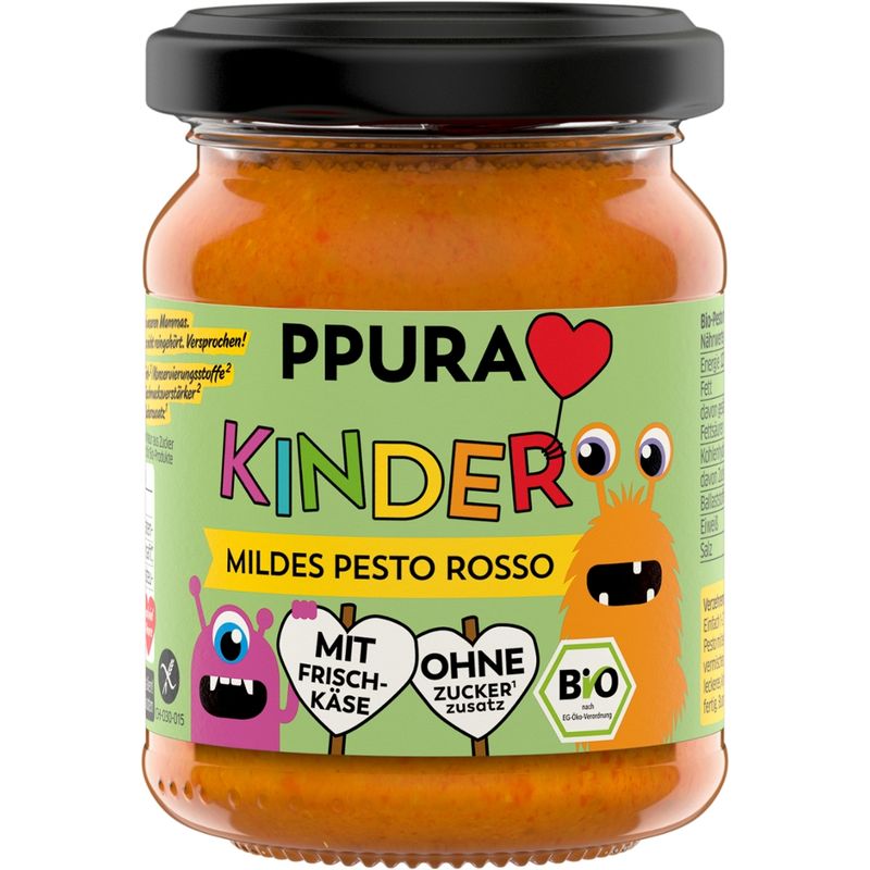 PPURA Bio KINDER Mildes Pesto Rosso, 120g - Produktbild