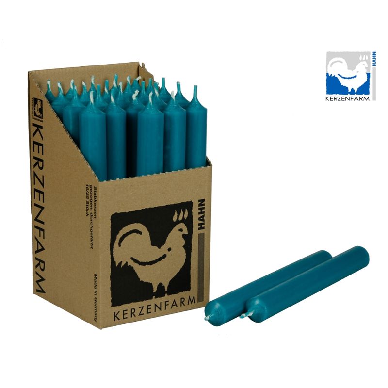 Kerzenfarm Hahn Paraffin-Stabkerze, türkis, 22x180mm - Produktbild