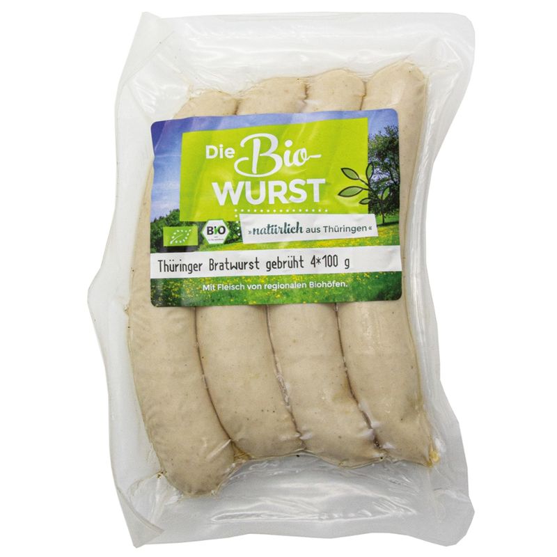 Die Bio-Wurst Bio Thüringer Rostbratwurst gebrüht 4x100g - Produktbild