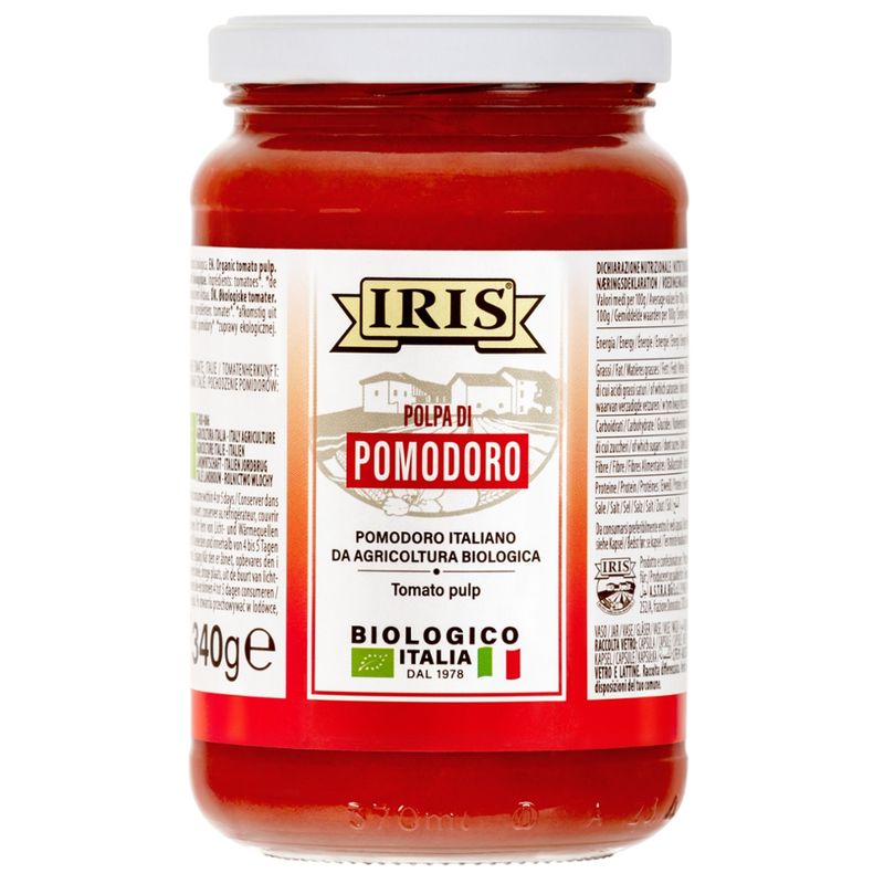 IRIS  Gehackte Tomaten natur ohne Zusatzzucker im Glas 340 g - Produktbild