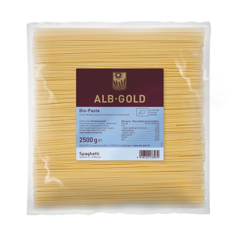 ALB-GOLD AG Bio Hartweizen Spaghetti ohne Ei 4 x 2,5 kg - Produktbild