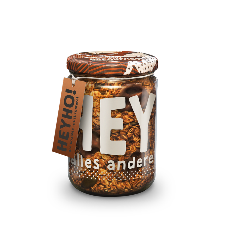 HEYHO Granola Late Night Breakfast Handmade Granola mit schokolierten Laugenbrezeln und Crunch-Monden - Produktbild