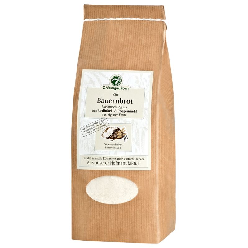 Chiemgaukorn Bio Chiemgauer Bauern-Brot, Backmischung aus Urdinkel und Rogen für einen Brotlaib,  Chiemgaukorn - Produktbild